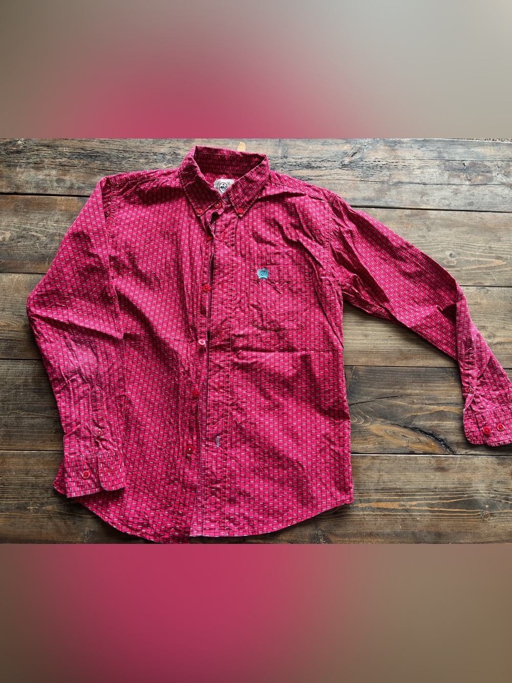 Boy’s Cinch Red Patterned Button-Up Shirt